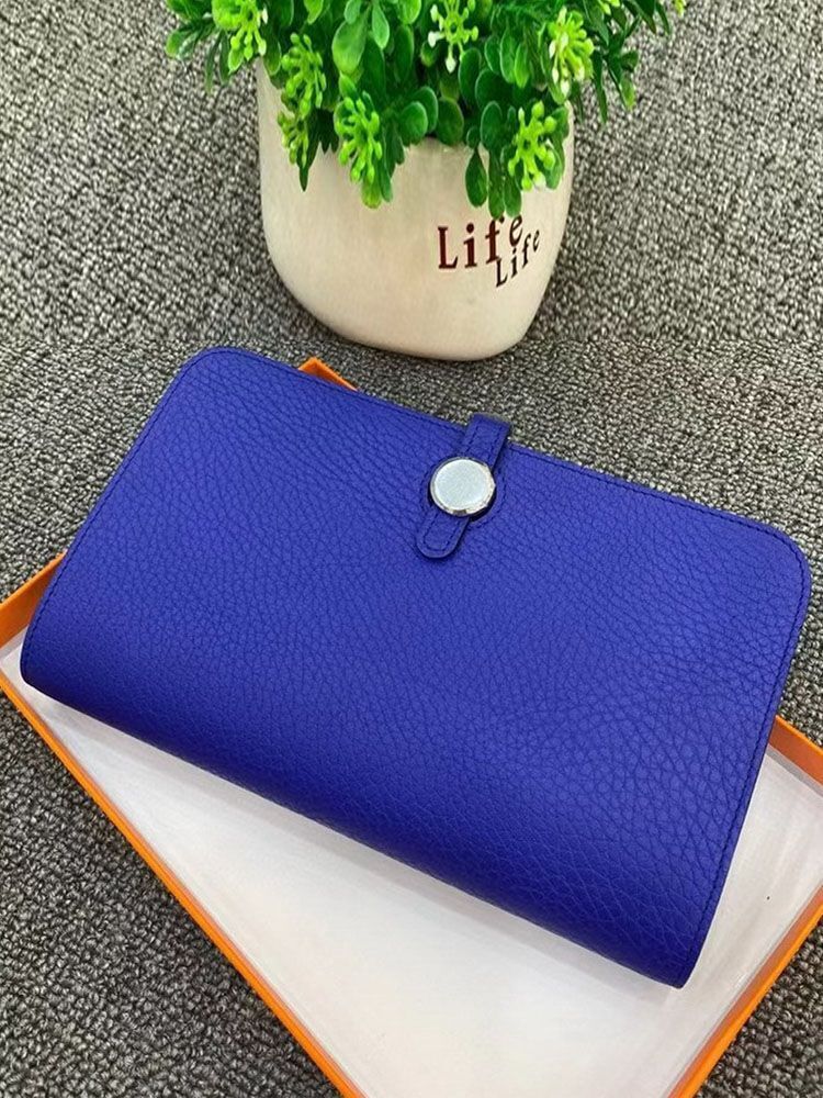 Genuine Leather Long Wallet Buckle Purse Collect Card Holder Cowhide Clutch Bag