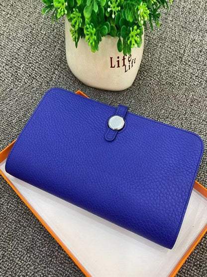 Genuine Leather Long Wallet Buckle Purse Collect Card Holder Cowhide Clutch Bag