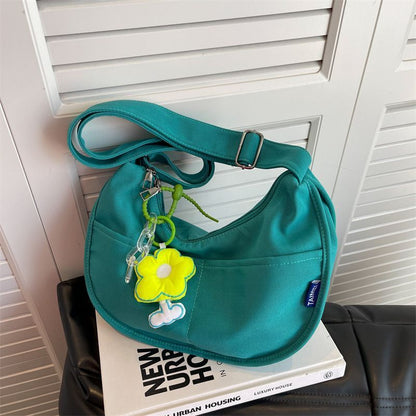 Canvas Bag Messenger Solid Color Handbags Shoulder Underarm Bag Crossbody Purse