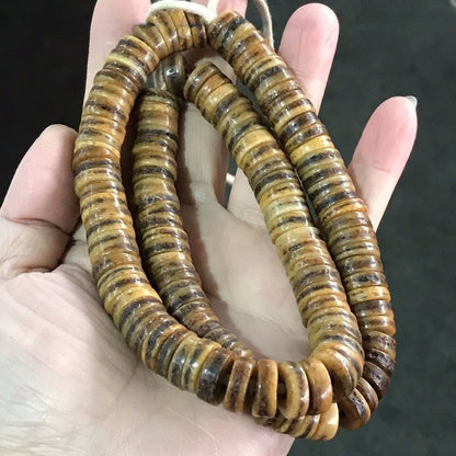 Genuine Tibetan Bone Prayer Beads - 12mm Old Antique Buddhist Mala Bracelet