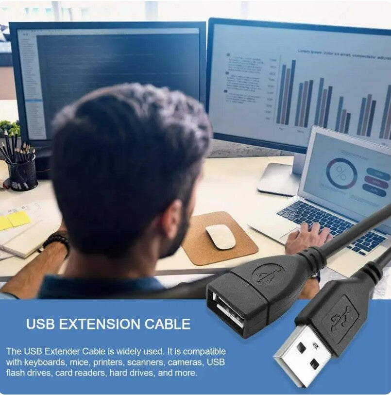 High-Speed USB-USB Extension Cable USB 2.0 Adapter Extender Cord Male/Female LOT