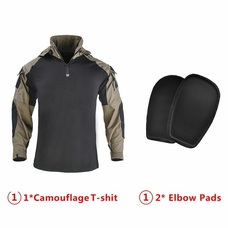 Hooded Shirt/ Pants Pads Tactical Camo Military Shooting Training Sport Hiking L