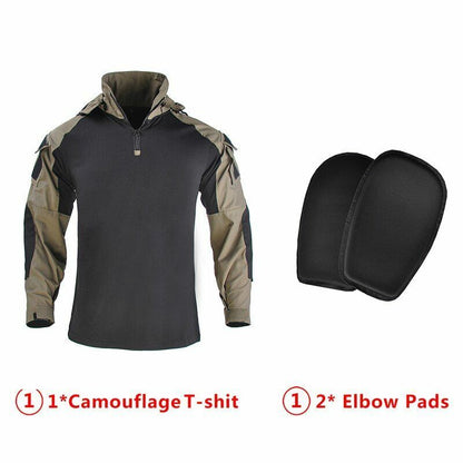 Hooded Shirt/ Pants Pads Tactical Camo Military Shooting Training Sport Hiking L