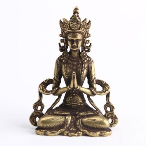 Chinese Collection old Asian Brass guanyin tara godness Exquisite statue