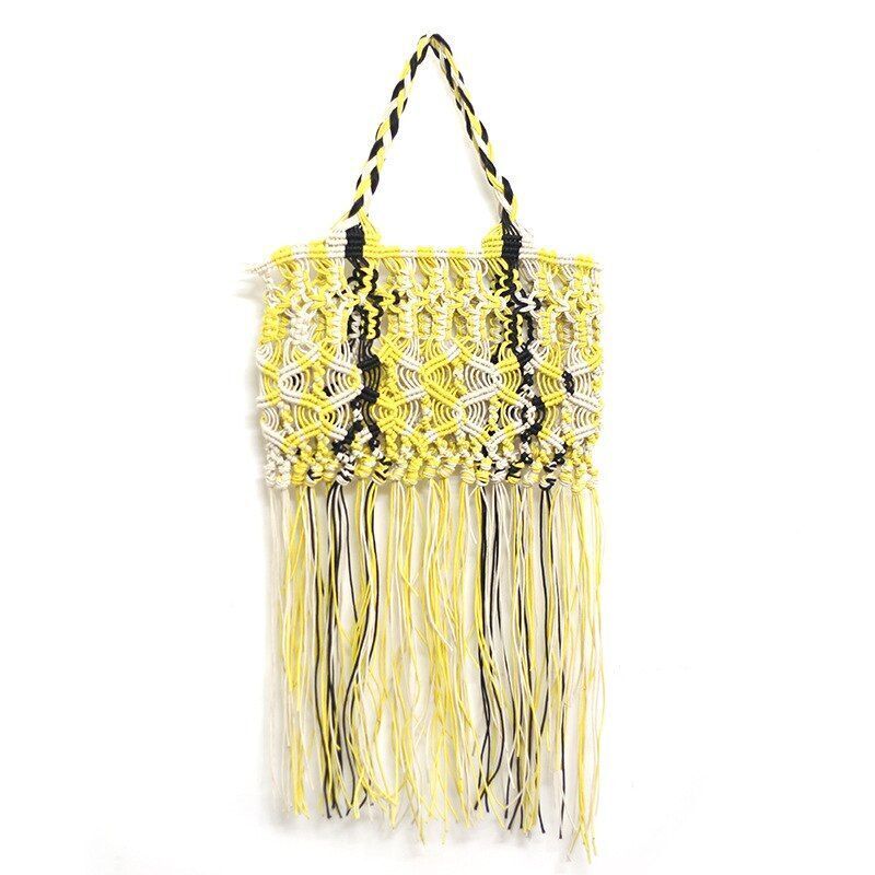 Large Hollow Rope Woven Handbags Summer Beach Shoulder Bag Casual Purse 31*16 CM