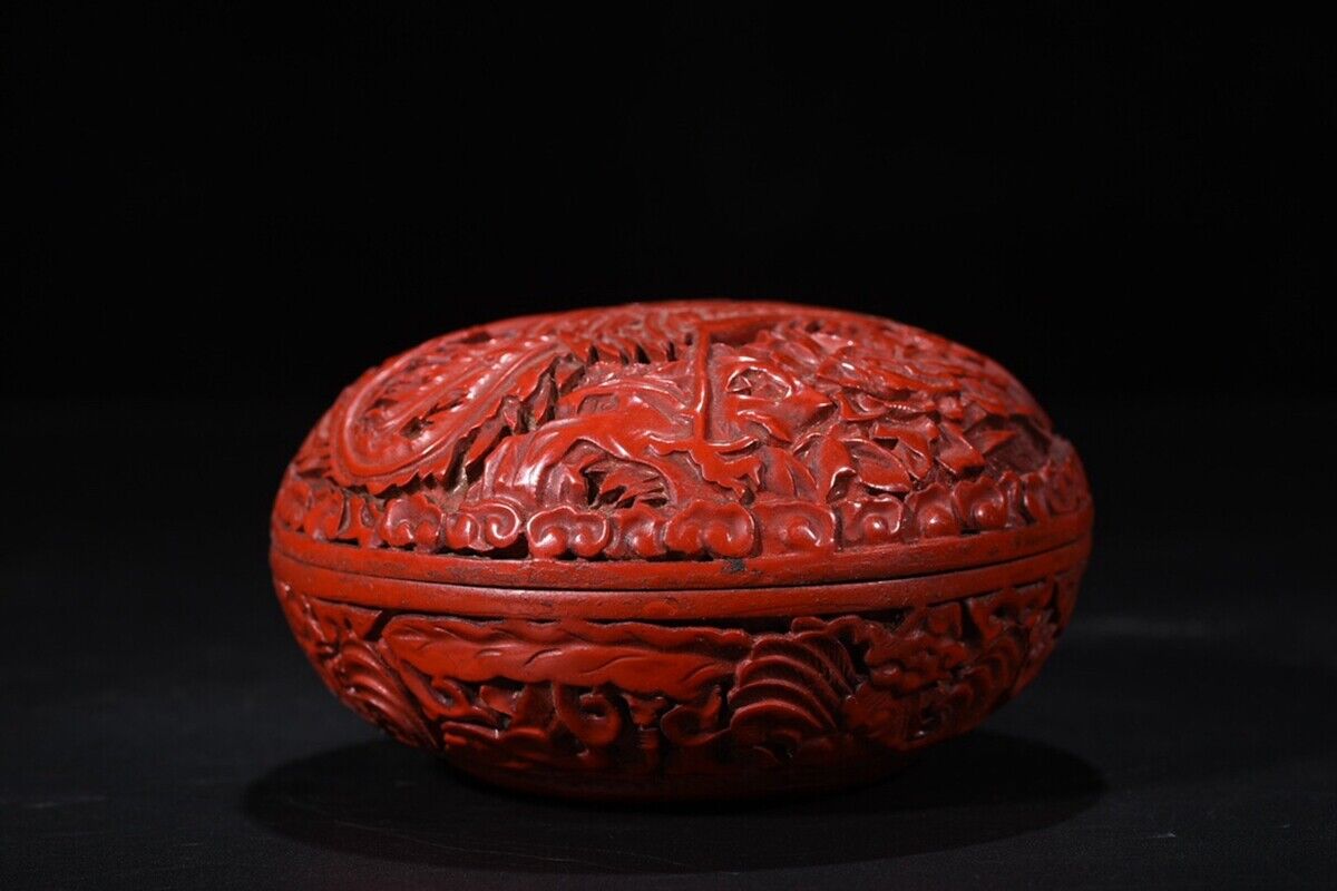 chinese lacquerware box Japan lacquerwork carved Phoenix statue jewelry dresser
