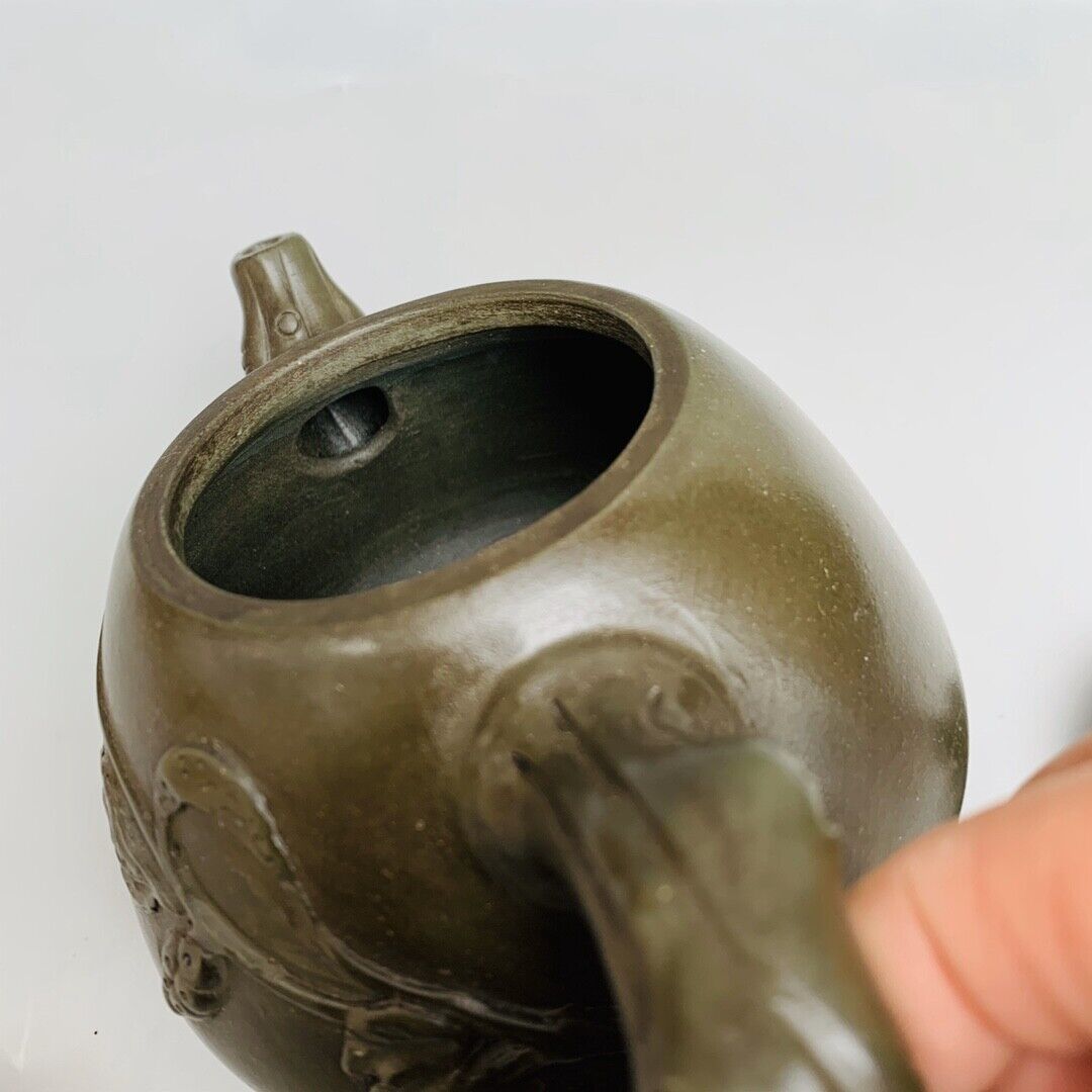 Vintage Chinese Yixing Purple Clay Teapot Zisha Ceremony Carving Collectible Art