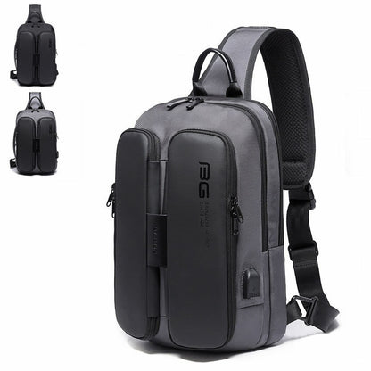 USB Charging Port Water Resistant Nylon Sling bag Chest Pack Backpack Business