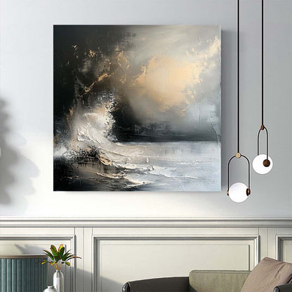 Large Painting On Canvas Oil Painting Abstract Black White Wall Art Canvas Sea