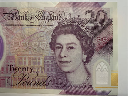 Great Britain Bank of England 20 Pound REAL Note United Kingdom Queen Elizabeth