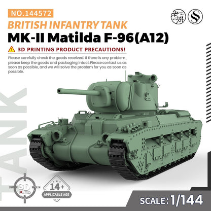 SSMODEL 1/144 Military Model Kit British Infantry Tank MK-II Matilda F-96(A12)
