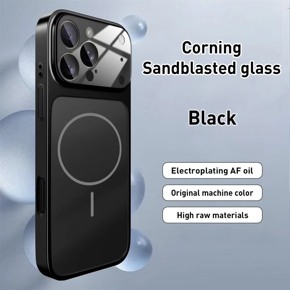 For iPhone 17 Pro Max/16/15 Matte Glass Phone Case Magnetic Hard Cover