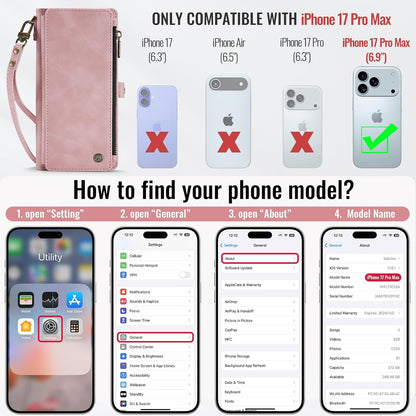 for Iphone 17 Pro Max Case Wallet with RFID Blocking Card Holder for Women and M