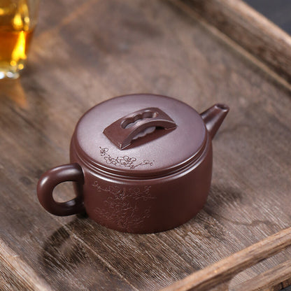 Full Handmade Tea Pot Hand Carved Wintersweet Flower Marked Yixing Zisha Hanwa