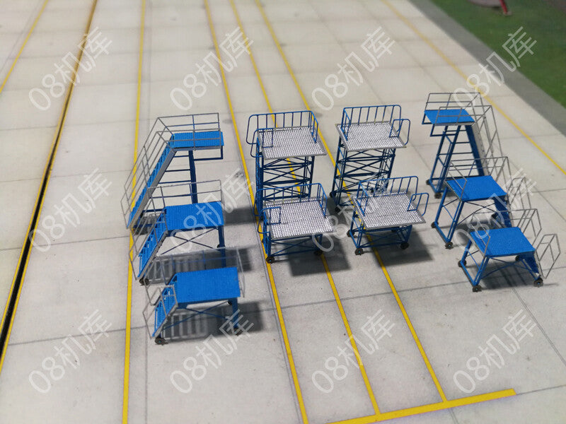 1/200 Airport Metal Passenger Aircraft Maintenance Rack 10Pcs/set Red Yellow
