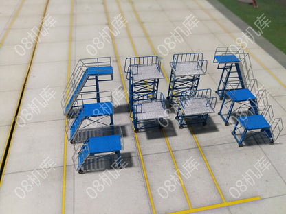 1/200 Airport Metal Passenger Aircraft Maintenance Rack 10Pcs/set Red Yellow