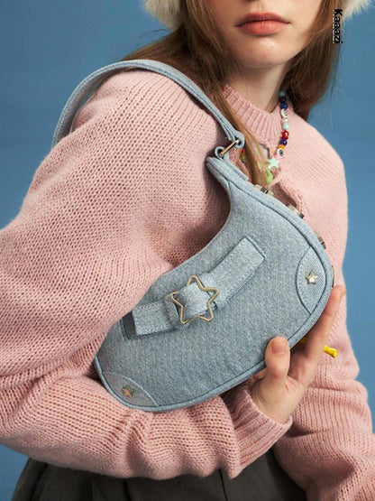 Denim Underarm Shoulder Bag Women Canvas Tote Bags Purses Ladies Handbags