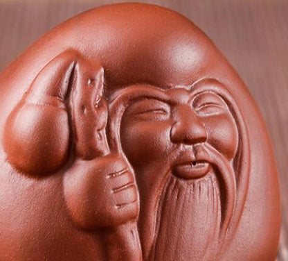 5.8cm Purple Clay Tea Pet Creative Laughing Buddha Statue Home Decor
