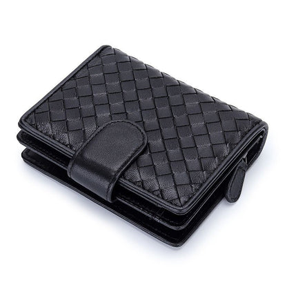Wallet Short 100% Sheepskin Leather Coin Change Zipper Storage Bag Money Clip