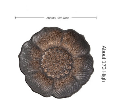 Lotus Incense Coaster Gilding Iron Glaze Vintage Ceramic Teacup Mat Cup Saucer