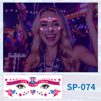 USA Party Neon Dance Glow Fluorescent Face Stickers Tattoo Stickers160*65mm