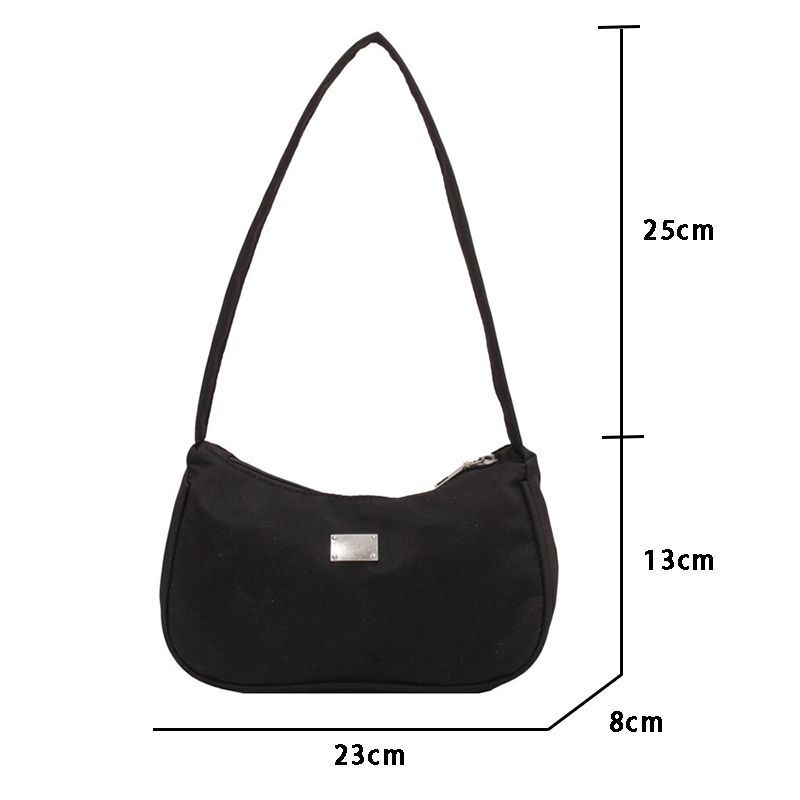 Solid Color Shoulder Bag Messenger Handbags Nylon Handbag Retro Underarm Purse