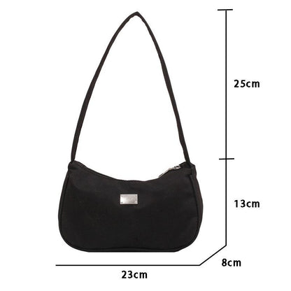 Solid Color Shoulder Bag Messenger Handbags Nylon Handbag Retro Underarm Purse
