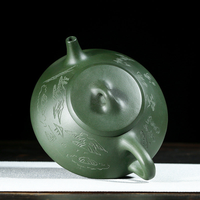 4oz Pot Real Yixing Zisha Green Clay Tea Pot Original Ore Shipiao Pot Handmade
