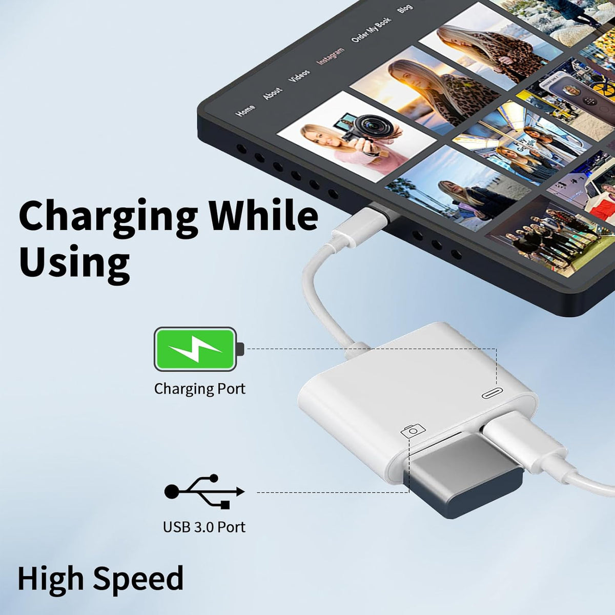 [Apple Mfi Certified] Lightning to USB Camera Adapter for Iphone, Ipad to USB 3.