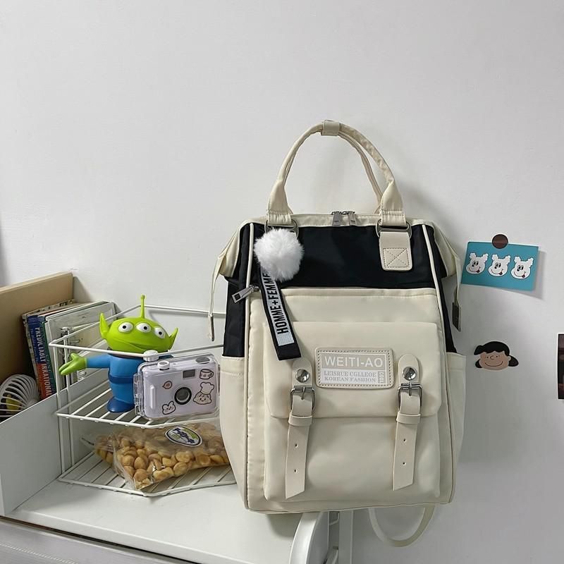 Fashion Backpack Contrast Nylon Bag Soft Handle Student Bag Backpacks 39*15*25CM