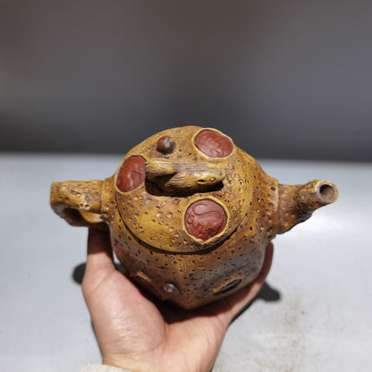 Chinese Yixing Zisha Clay Handmade Exquisite Teapot （六方松鼠壶 低款：时大彬)