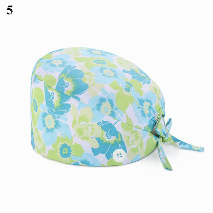 Nurse Baotou Cap Floral Surgical Cap Doctor Hat Printing Sweat-absorbent Towel
