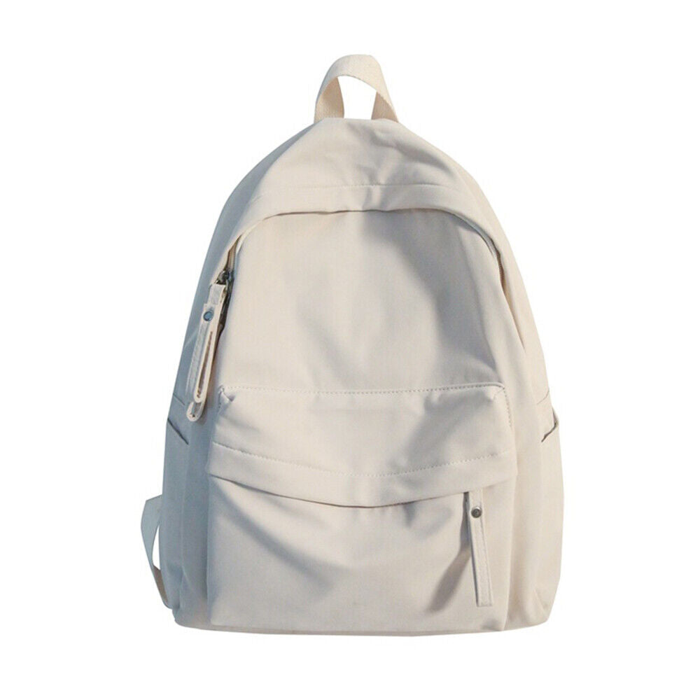 Waterproof Nylon School Bags Solid Color Backpack Anti-theft Shoulder Bag Simple