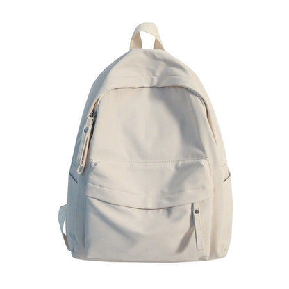 Waterproof Nylon School Bags Solid Color Backpack Anti-theft Shoulder Bag Simple
