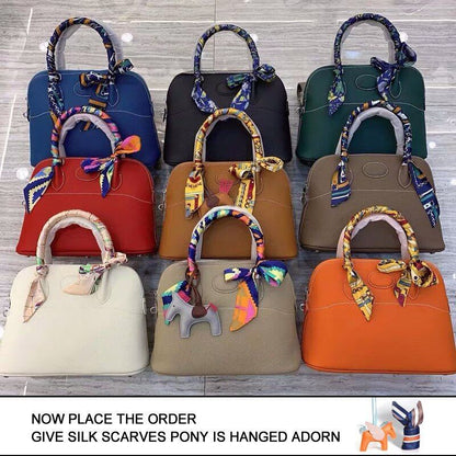 Bowling Handbag Genuine Leather Shell Purse Crossbody Shoulder Bags S/M/L Sizes