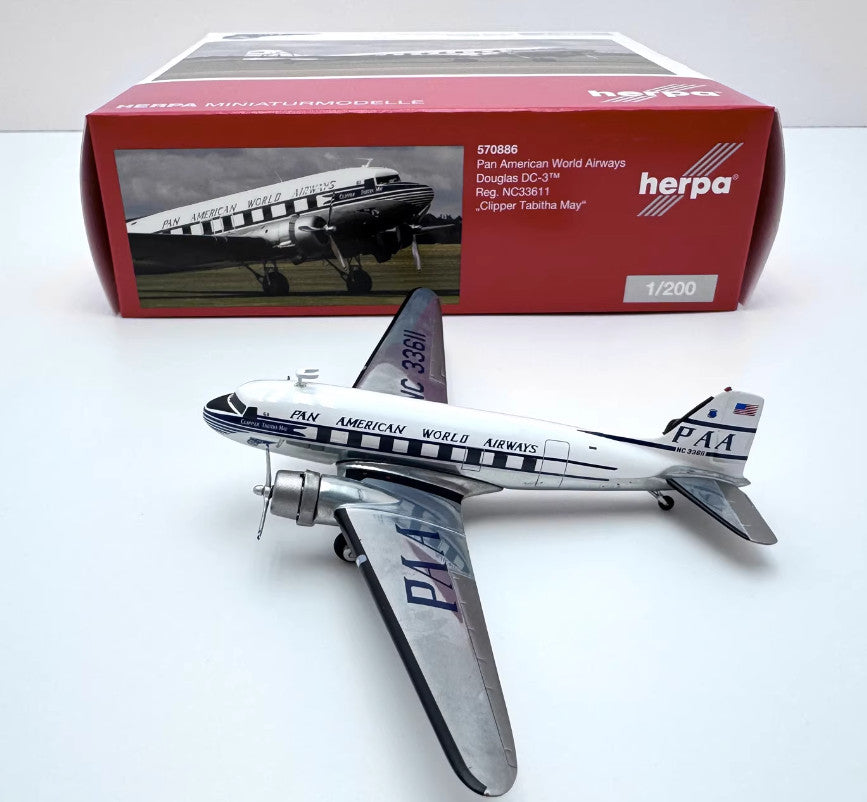 1:200 Herpa PAN AM Douglas DC-3 Aircraft Plane Diecast Aircraft Model Collection