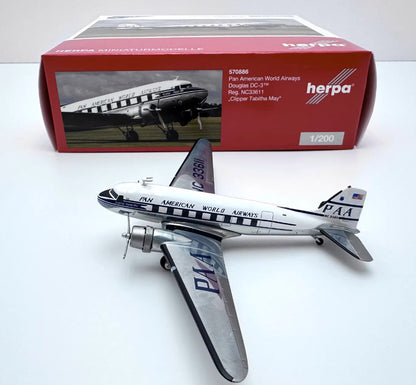 1:200 Herpa PAN AM Douglas DC-3 Aircraft Plane Diecast Aircraft Model Collection