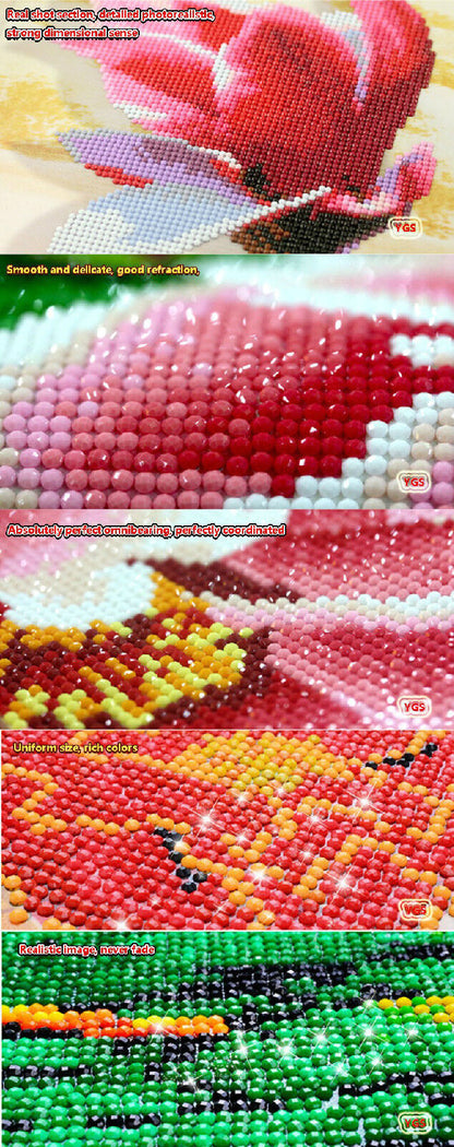 5D DIY Round Diamond Painting Cross Stitch Kits Rhinestones Embroidery Lily Vase