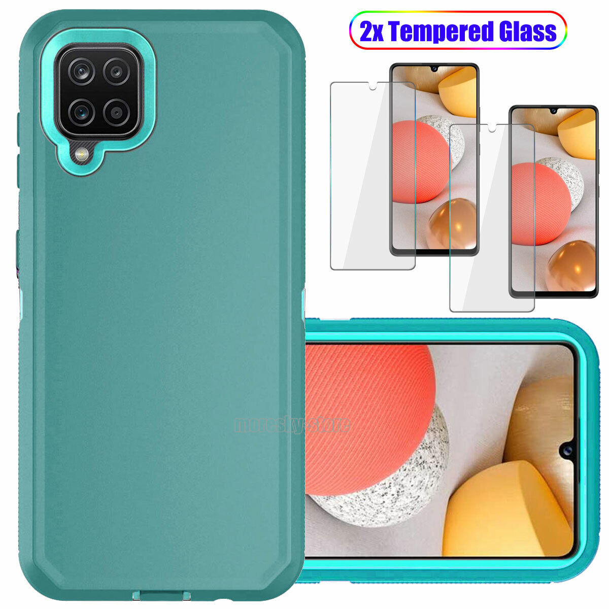 For Samsung Galaxy A42 5G Case Shockproof Phone Cover + Glass Screen Protector