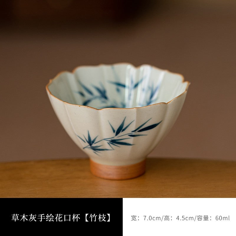 60ML Exquisite Hand-painted Wood Ash Kung Fu Tea Cup Ceramic Tea Cup Tea Set
