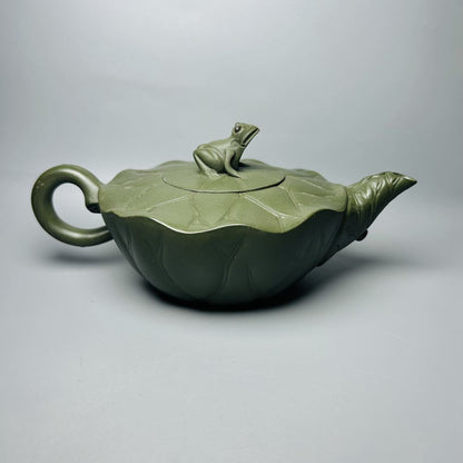 Chinese Yixing Zisha Pottery Clay Teapot Handmade Lotus Leaf Frog Pot Tea Pot 蒋蓉