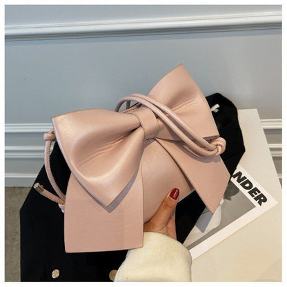 Textured Shoulder Underarm Bag Messenger Purse Bow Small Pouch 23*6*17 CM Zipper