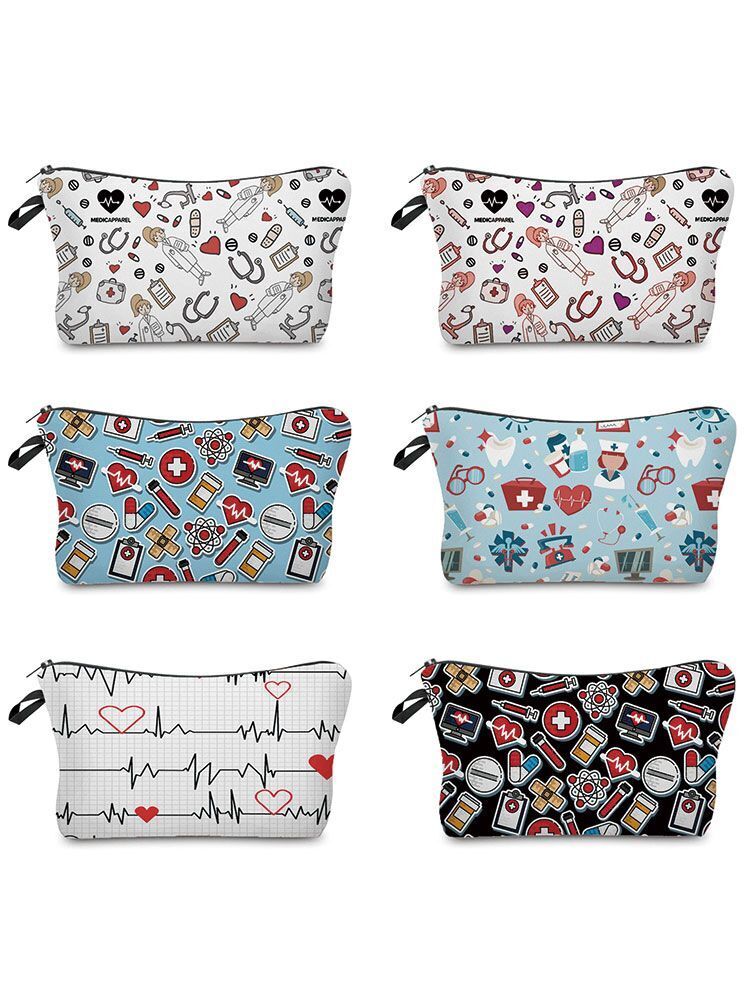 Printed Makeup Bag Reusable Storage Purse Stylish Practical Bags 2*2*13.5 CM 1PC