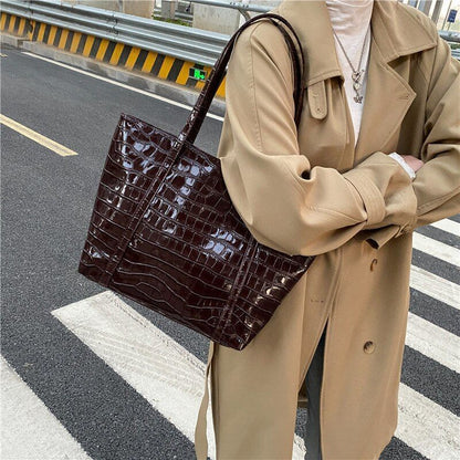 Vintage Handbags Stone Tote Shoulder Bag Large Synthetic Leather 26*12*29.5 CM