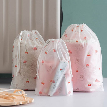 1pc Transparent Drawstring Makeup Bag Clothes Organizer Pouch Travel Cosmetic