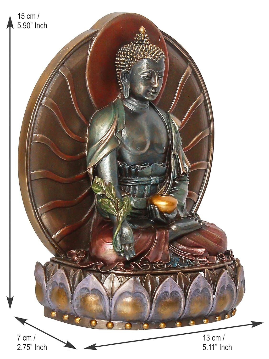 Handcrafted Meditating Lord Buddha Statue Sitting On Lotus Flower Sculpture