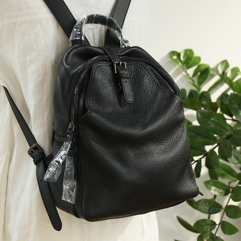 Backpack Women Genuine Leather Travel Shoulder Bags Gray Brown Black School Book