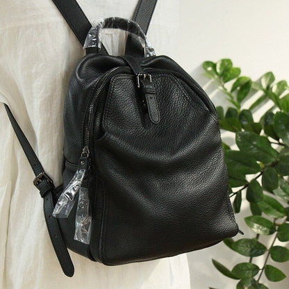 Backpack Women Genuine Leather Travel Shoulder Bags Gray Brown Black School Book