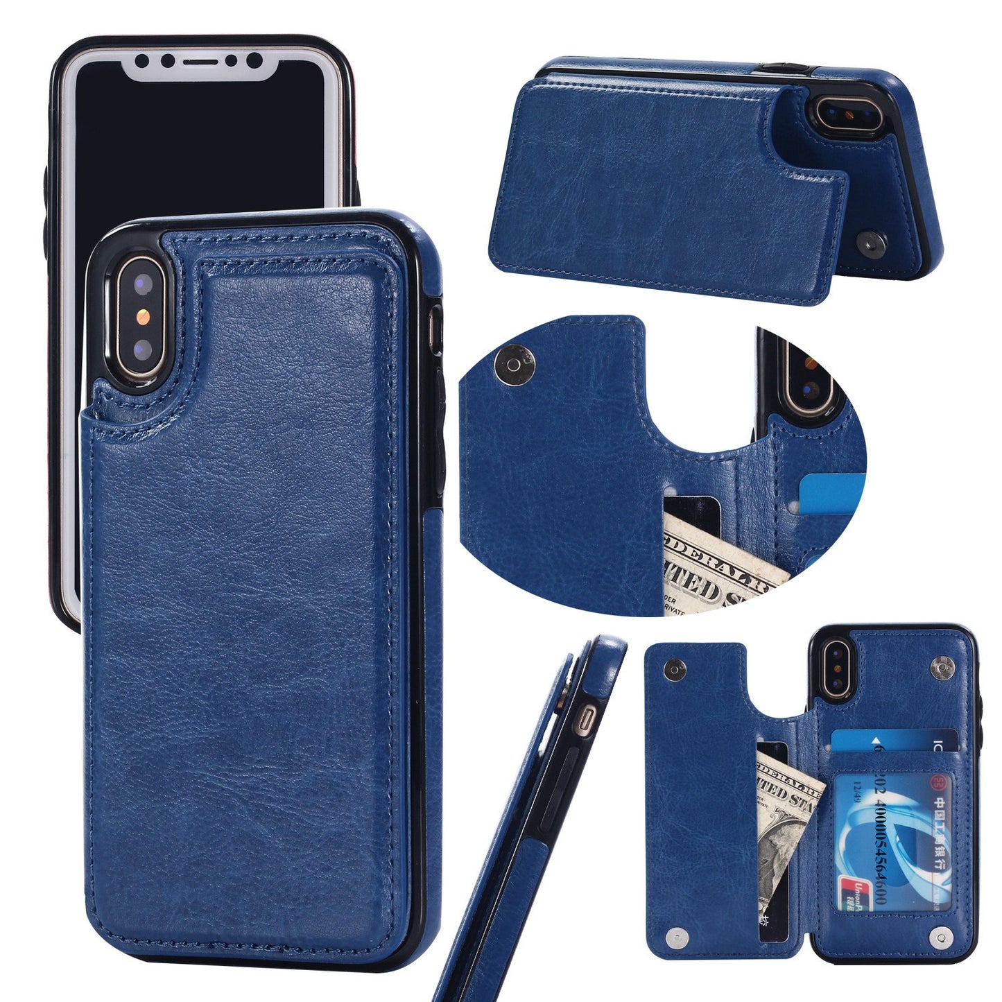 For iPhone 17/16 Pro Max/15/14/13/12 Leather Card Holder Wallet Phone Case