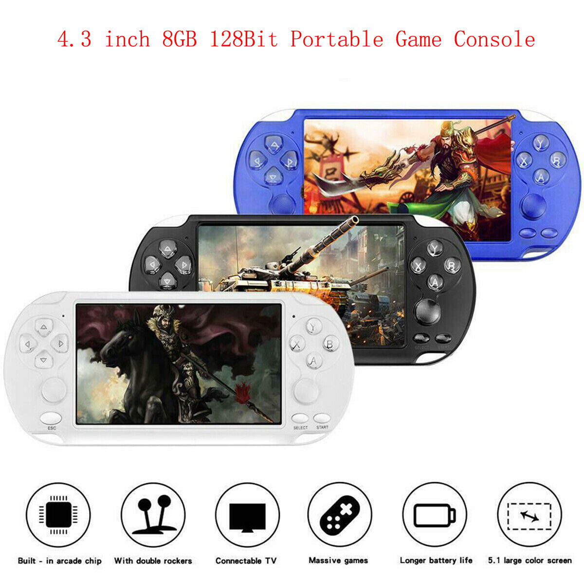 Handheld Portable Game Console X9S 5.1" 8GB 128Bit MP3 Video Player, 1000+ Games